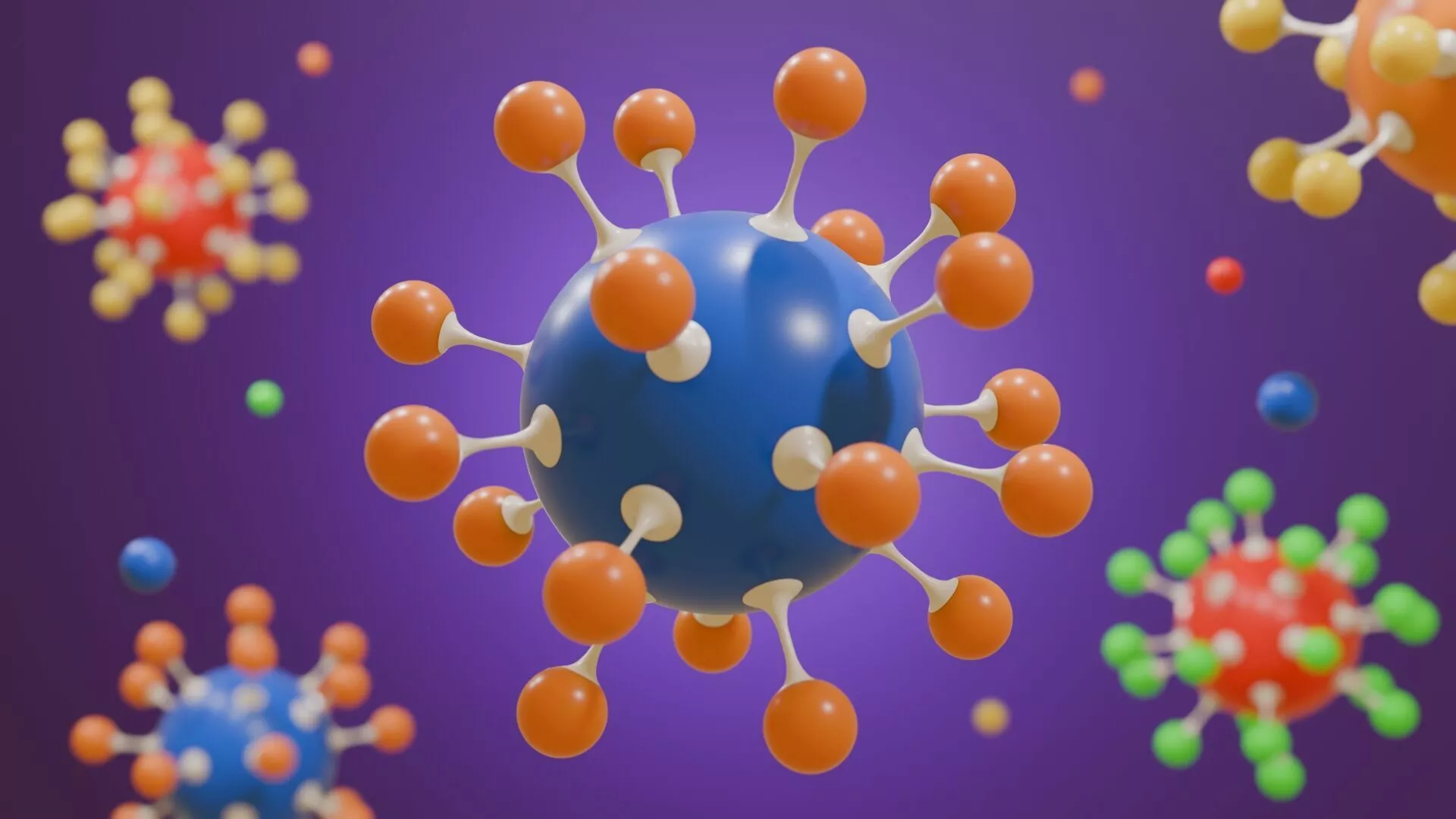 Lowpoly Stylized Molecule - surreal Scientific-alien Structure Low-poly 3D model