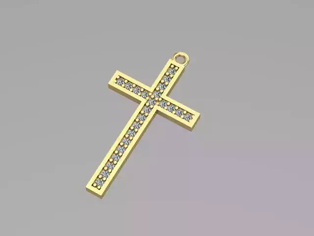 Cross gold pendant with diamonds