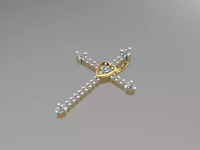 Cross pendant with diamonds