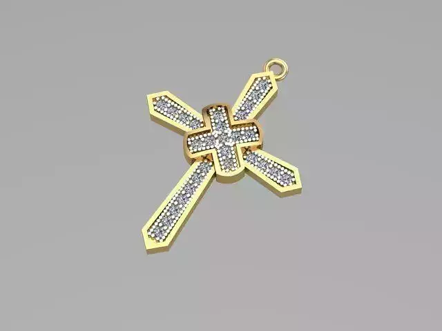 Cross gold pendant with diamonds