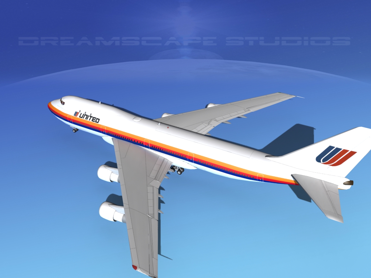 Boeing 747-100 United Airlines 2 3D model_8