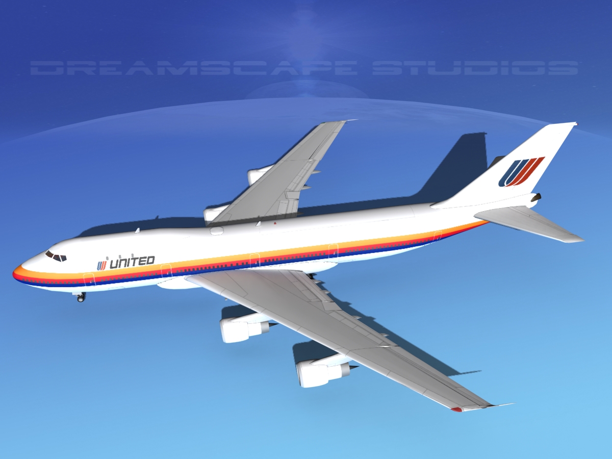 Boeing 747-100 United Airlines 2 3D model_9