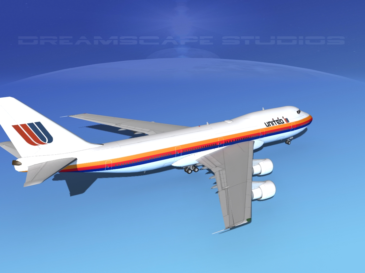 Boeing 747-100 United Airlines 2 3D model_5