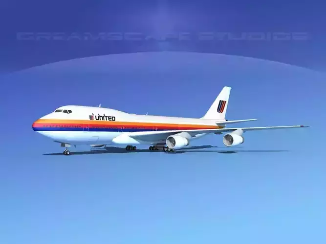  Boeing 747-100 United Airlines 2 3D model