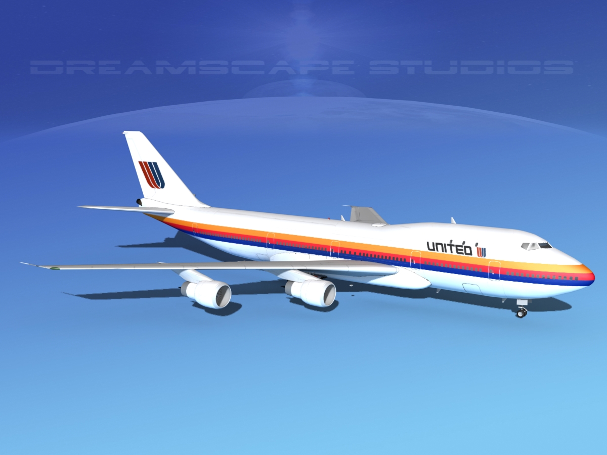 Boeing 747-100 United Airlines 2 3D model_4