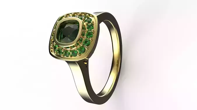 SOLITARIO emerald and gold ring