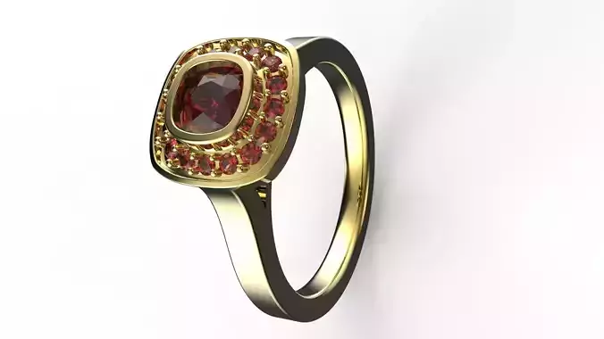 SOLITARIO gold ring with garnet stone
