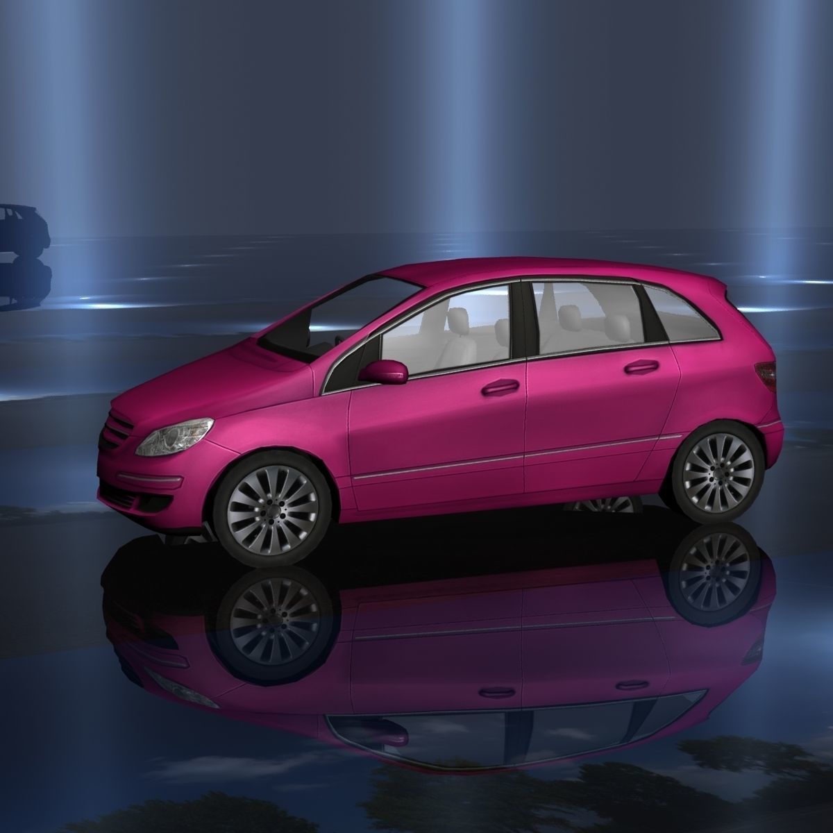 Pink Car Low Poly Low-poly 3D model_1
