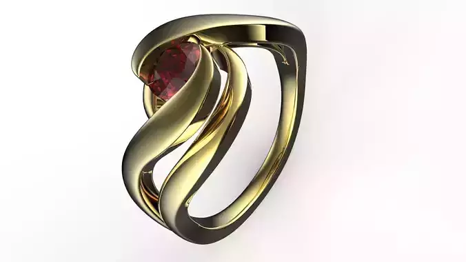 SOLITARIO gold ring with ruby