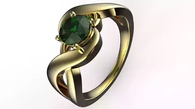 SOLITARIO gold ring with emerald stone