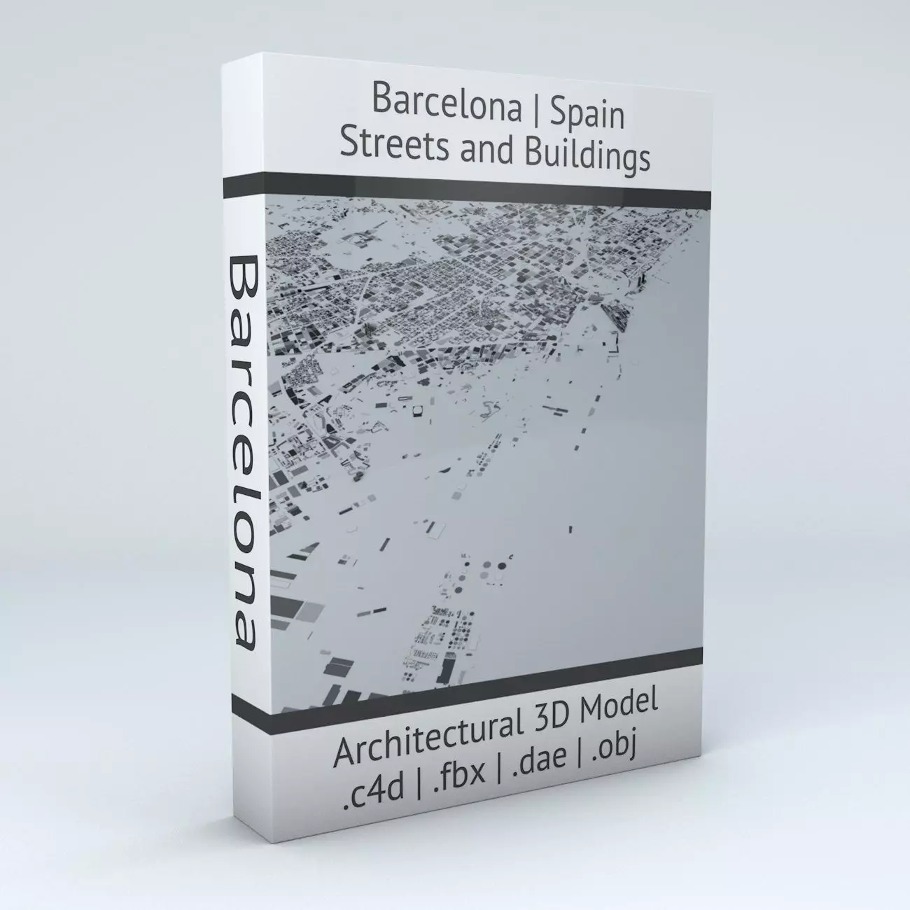 Barcelona Downtown Streets and Buildings 3D model_0