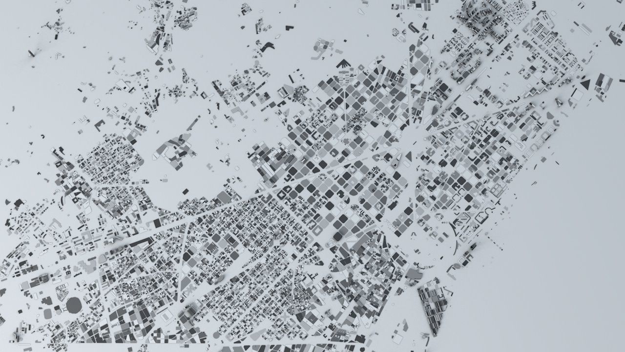 Barcelona Downtown Streets and Buildings 3D model_2