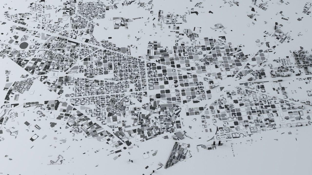 Barcelona Downtown Streets and Buildings 3D model_1