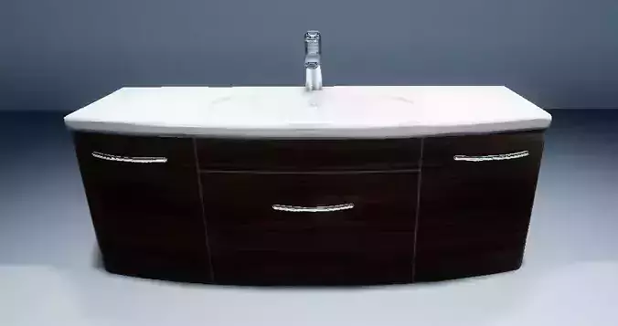 Modern curved sink cabinet