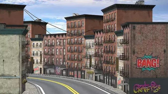 New York Modern City Street Scene Block V14 3D Model Low-poly 3D model 7