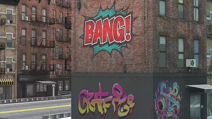 New York Modern City Street Scene Block V14 3D Model Low-poly 3D model 4