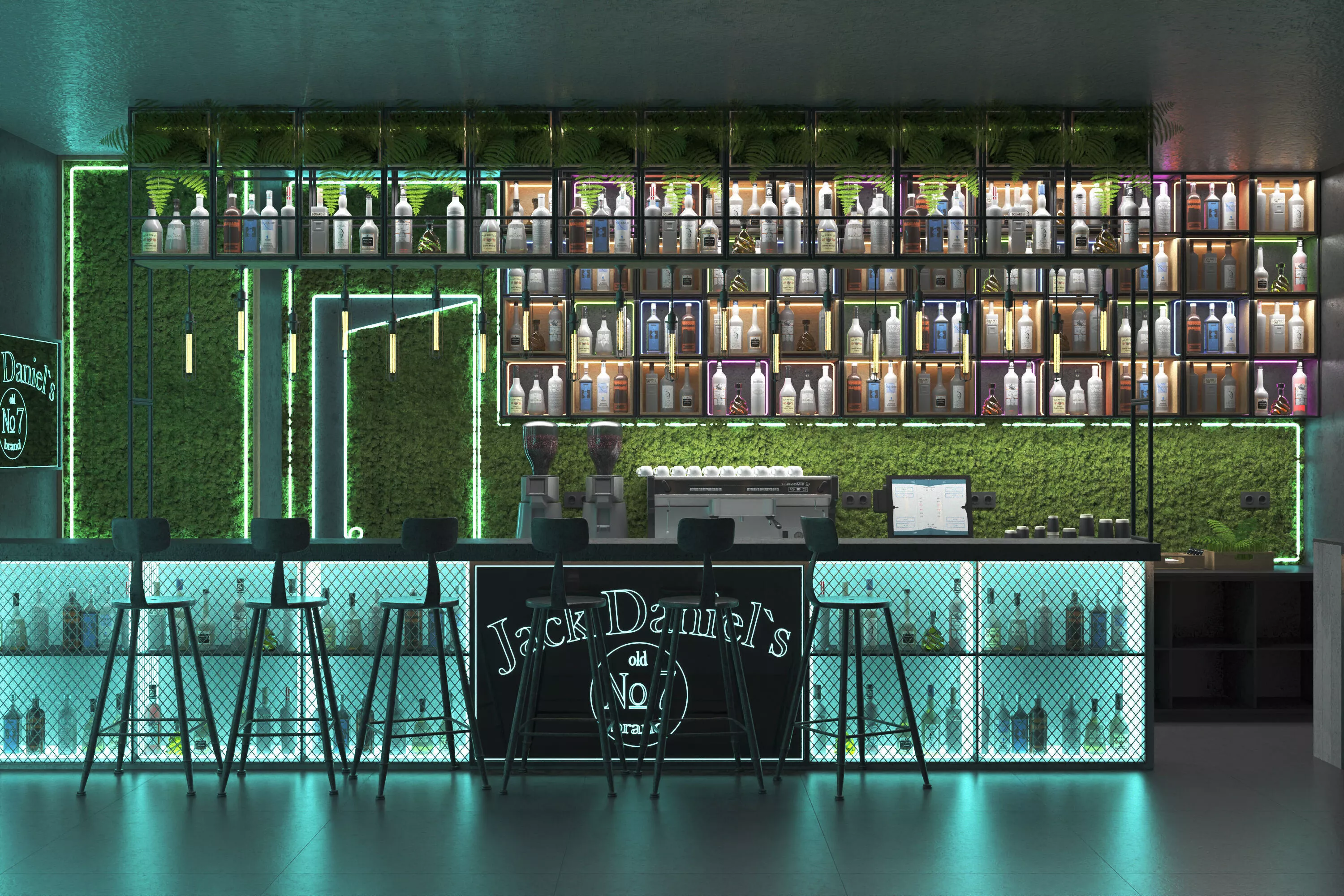 Industrial style bar 3D model