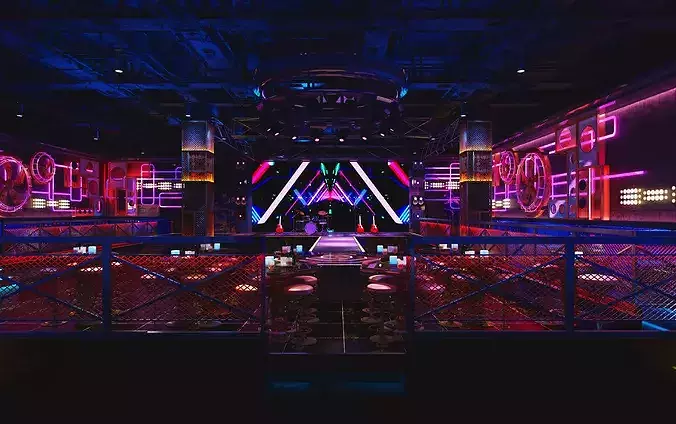 Industrial style bar-dance floor 3D model