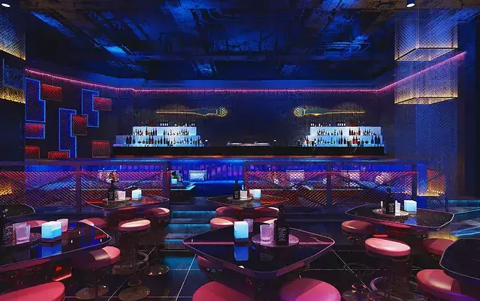 Industrial style bar-dance floor 3D model 2