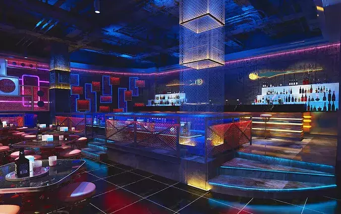Industrial style bar-dance floor 3D model 3