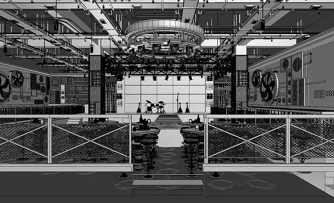 Industrial style bar-dance floor 3D model 5