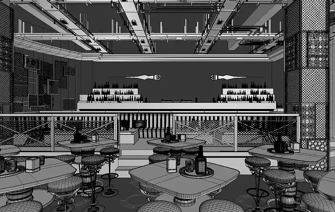 Industrial style bar-dance floor 3D model 6