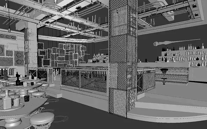 Industrial style bar-dance floor 3D model 4