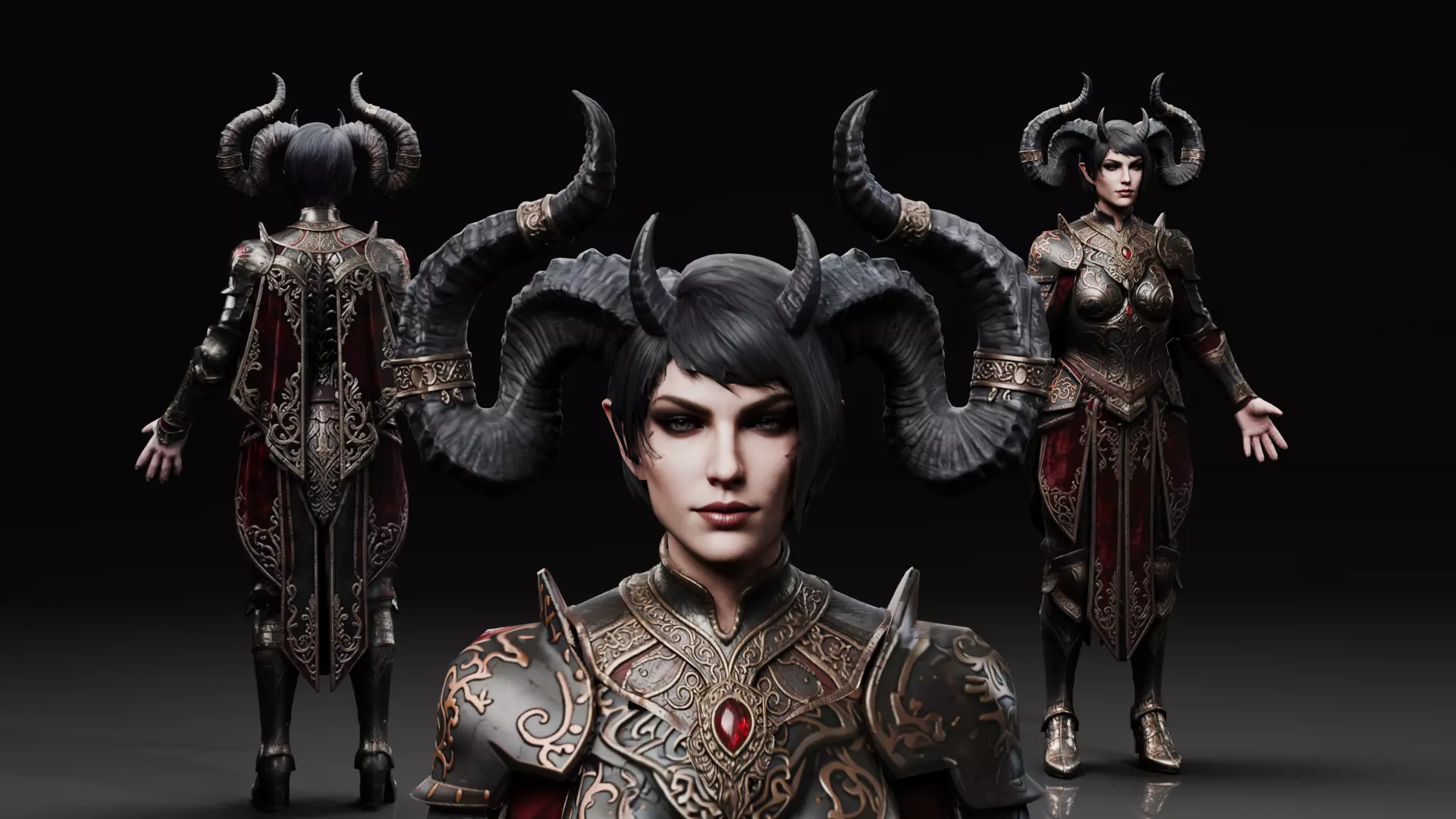 Female Demon Warrior Character - Game Ready Low-poly 3D model