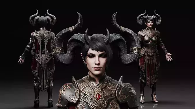 Female Demon Warrior Character - Game Ready