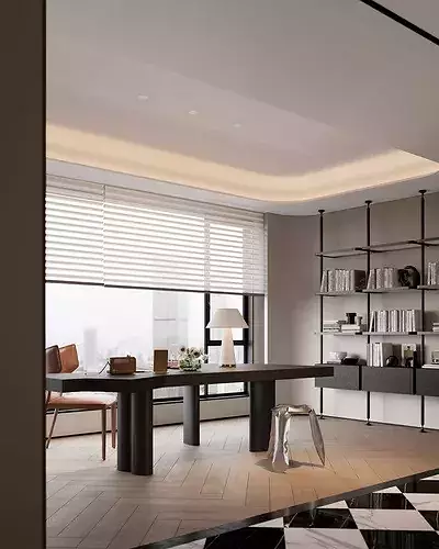 Modern master bedroom dressing room work room  3D model 7