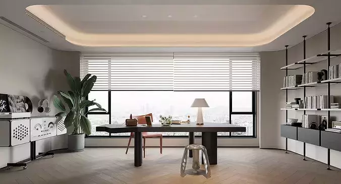 Modern master bedroom dressing room work room  3D model 5