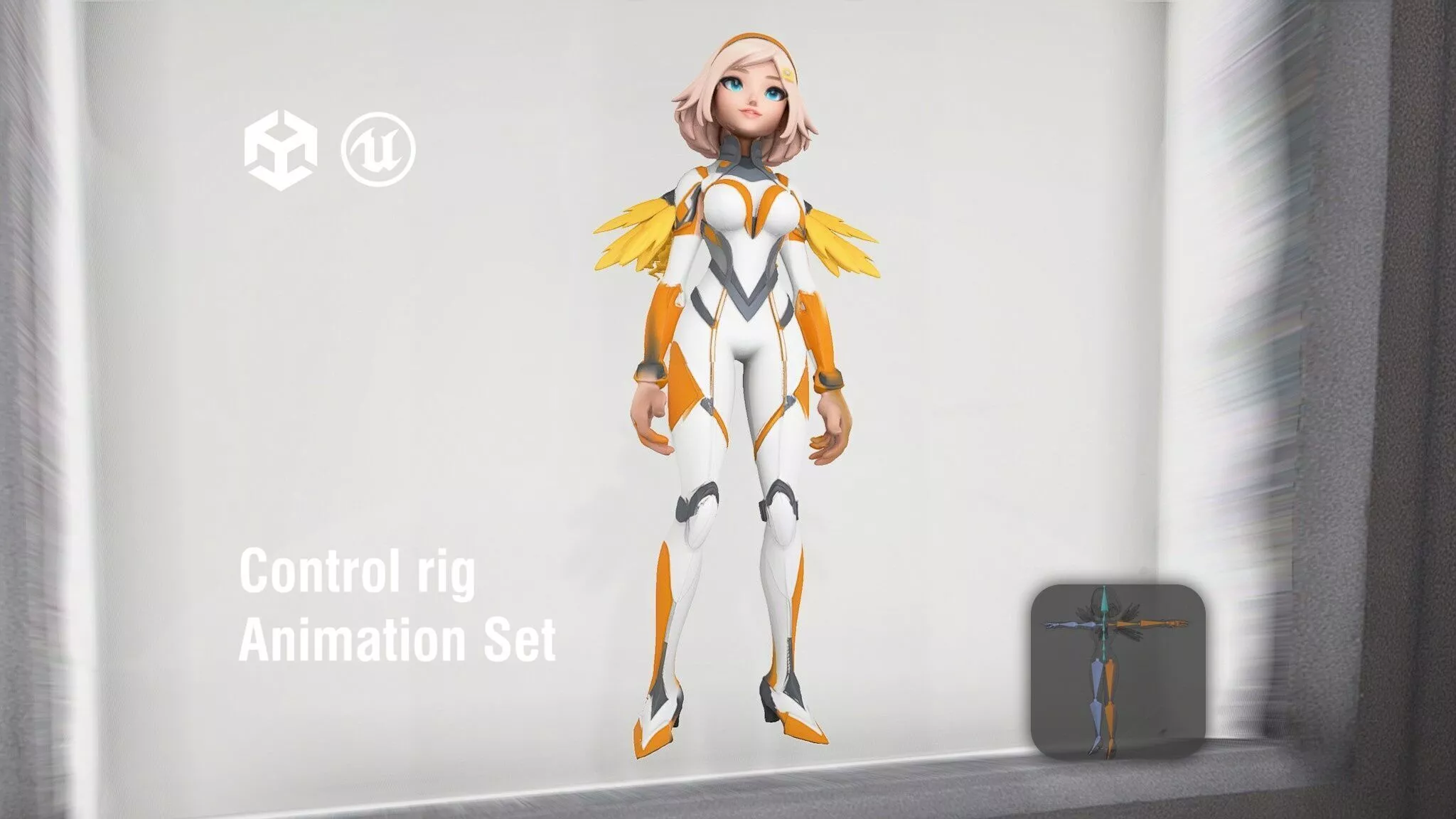 Athletic Female Healer in Futuristic Bodysuit Low-poly 3D model
