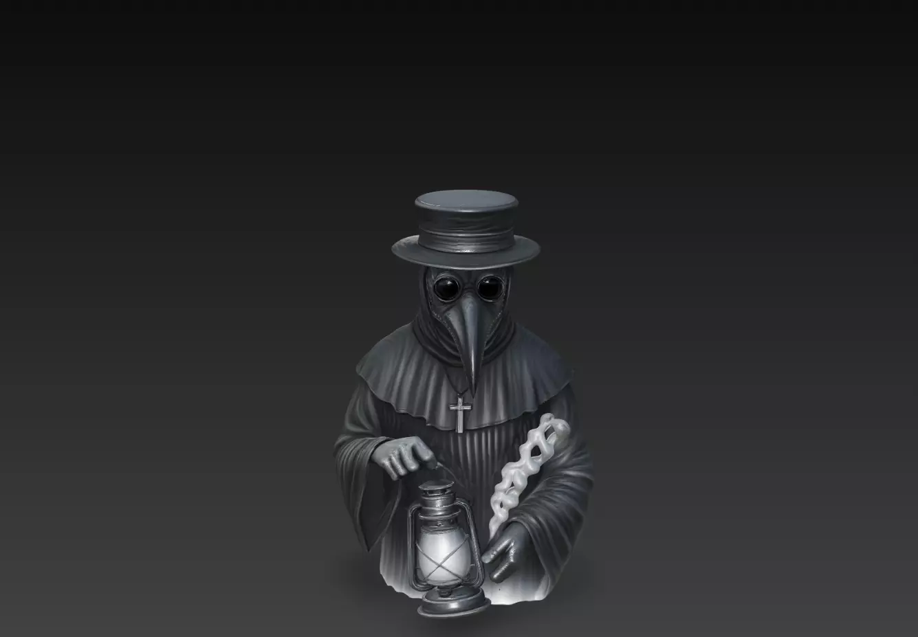 Plague Doctor Statue Dark Gothic Character Sculpture STL 3D print model