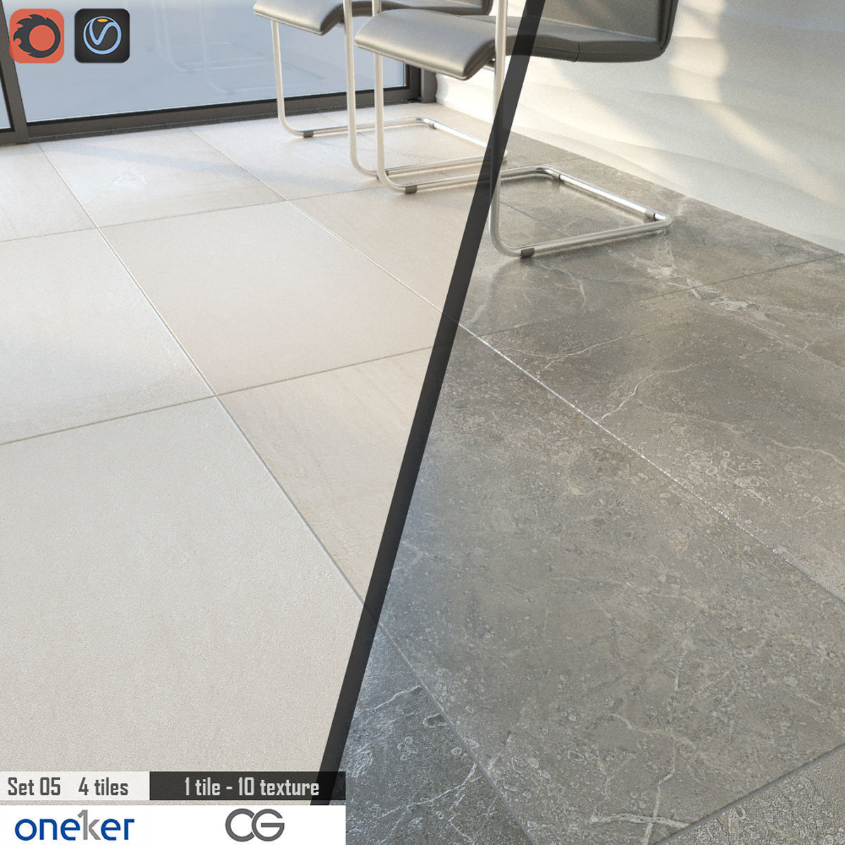 Oneker Tile Set 3D model_1