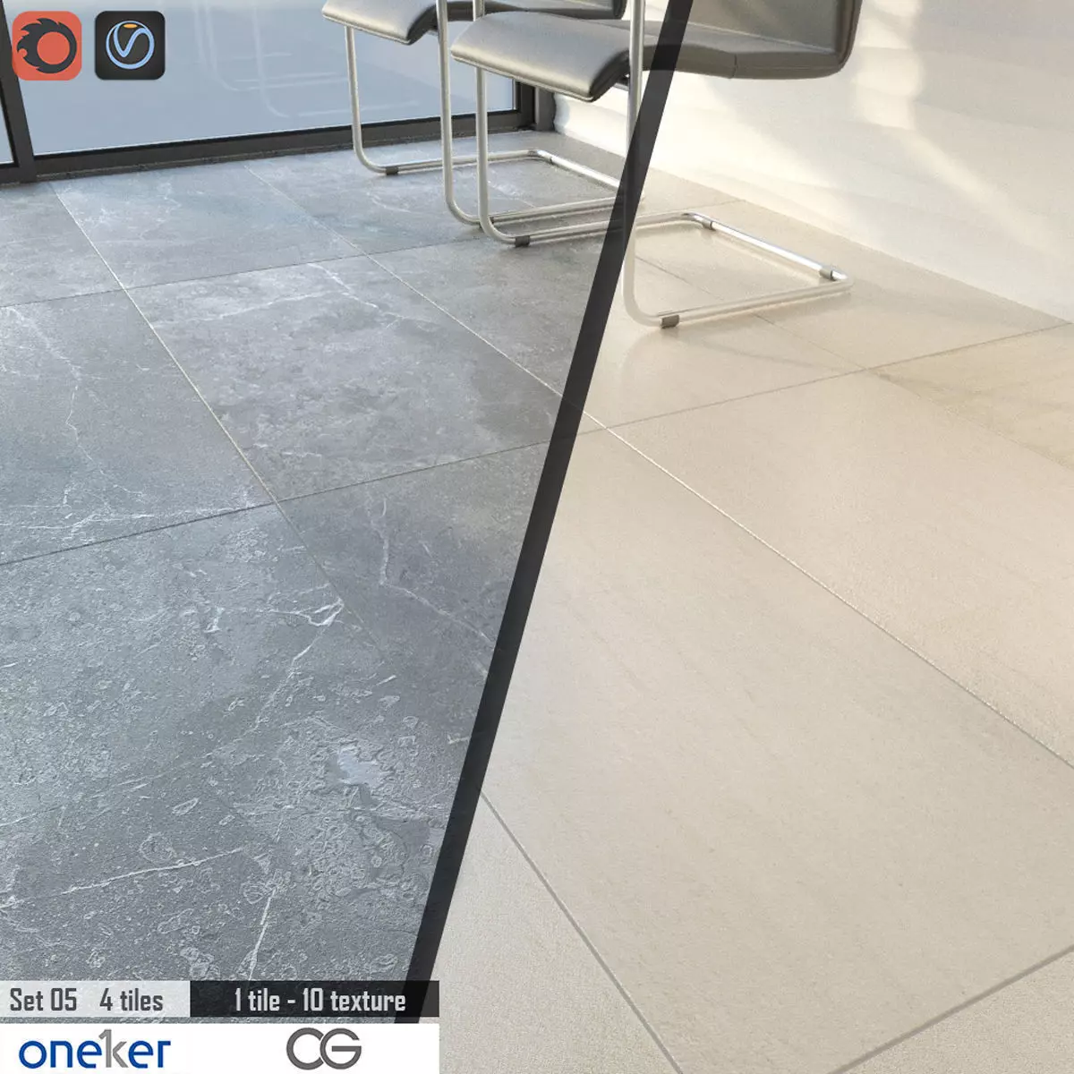 Oneker Tile Set 3D model_0