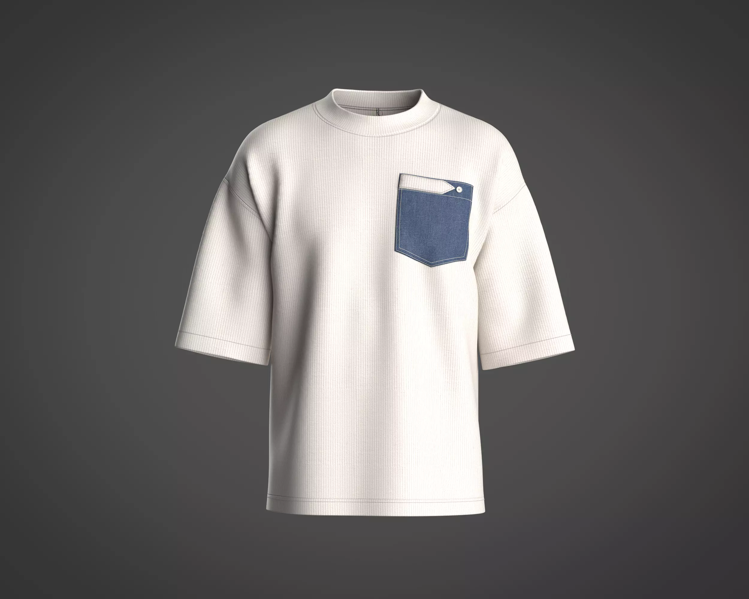 Mens shirt with denim patch pocket fabric 3D model