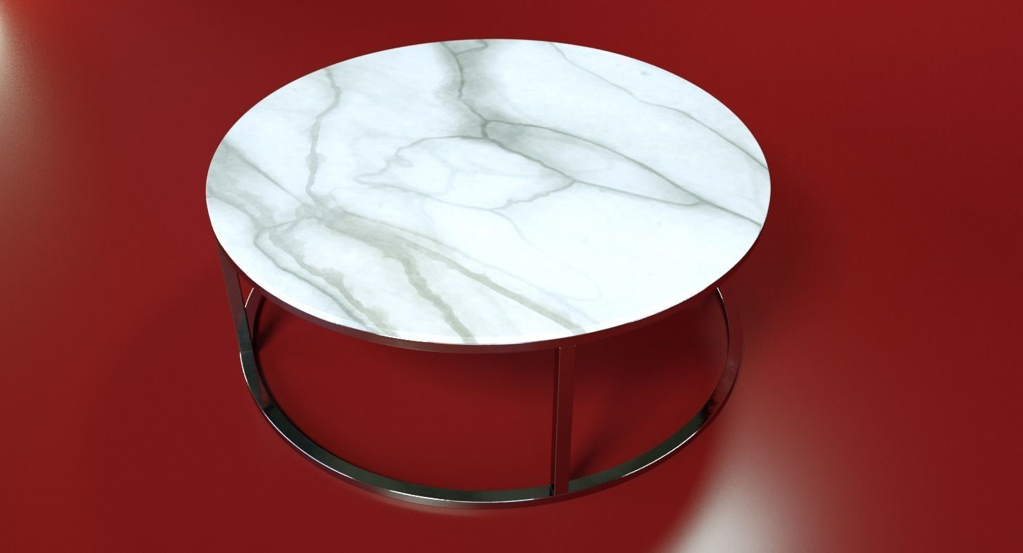 Marble Round Coffee Table 3D model_2