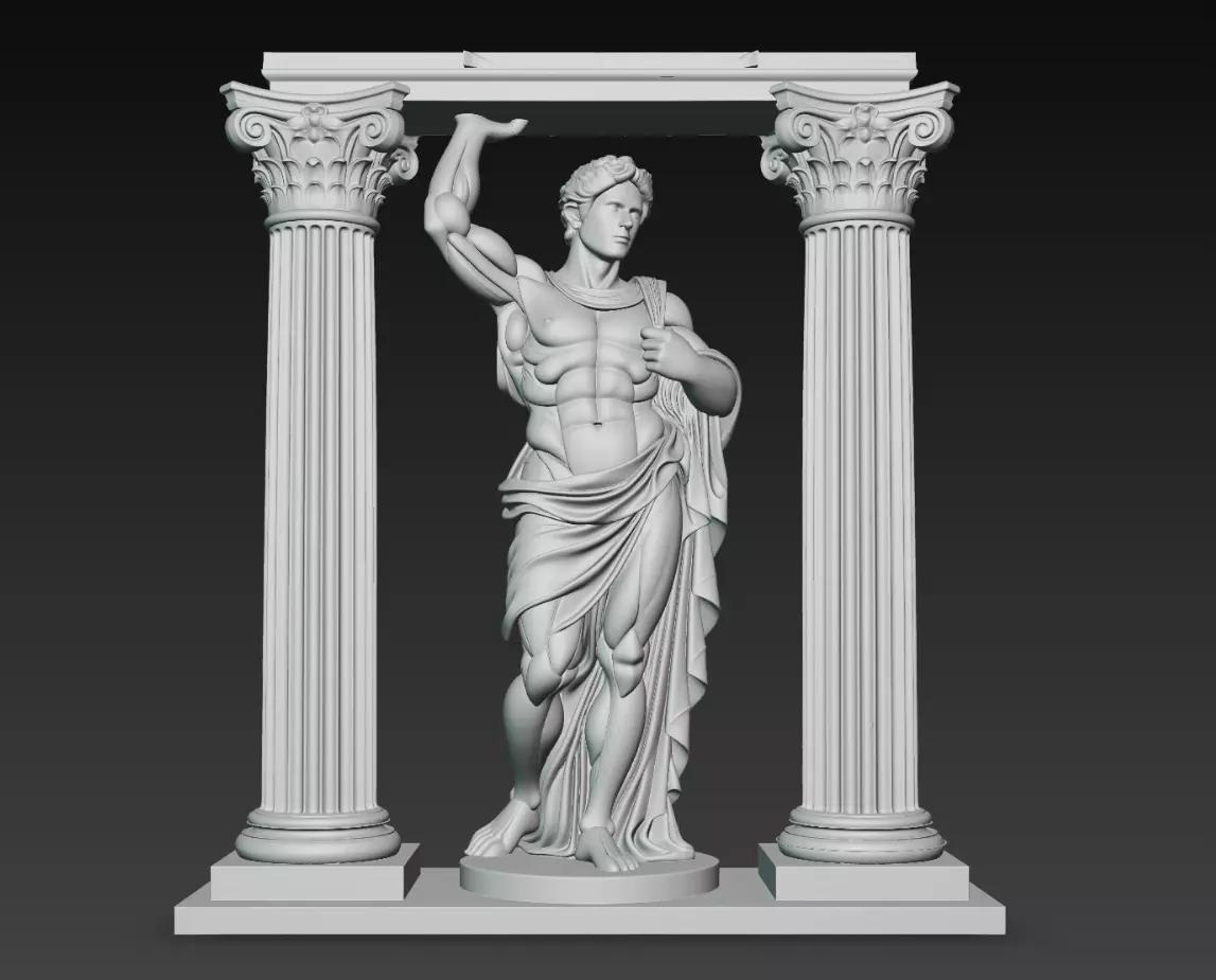 Atlas Statue With Columns Classical Sculpture STL 3D print model