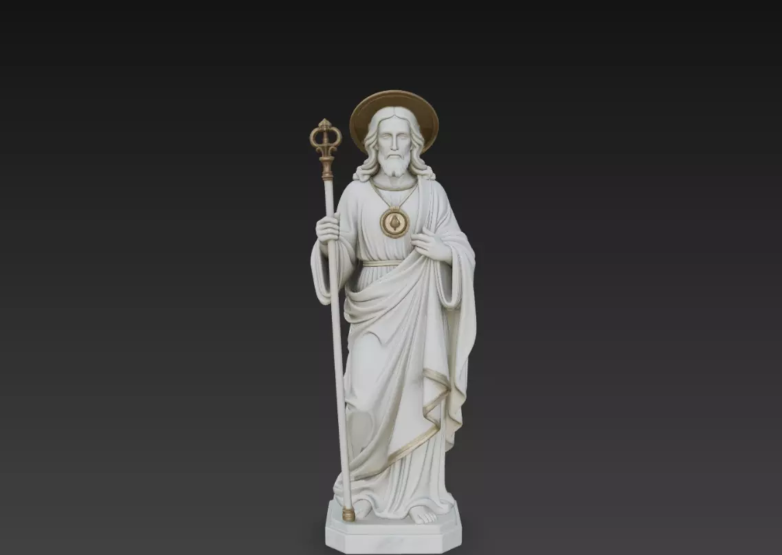 Saint Jesus Christ Halo Staff Religious Statue Sculpture 3D print model
