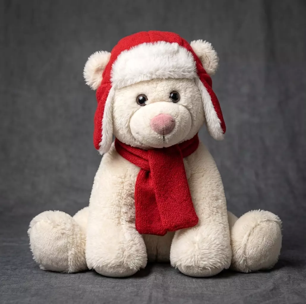 Winter Teddy Bear with Red Hat and Scarf 3D print model