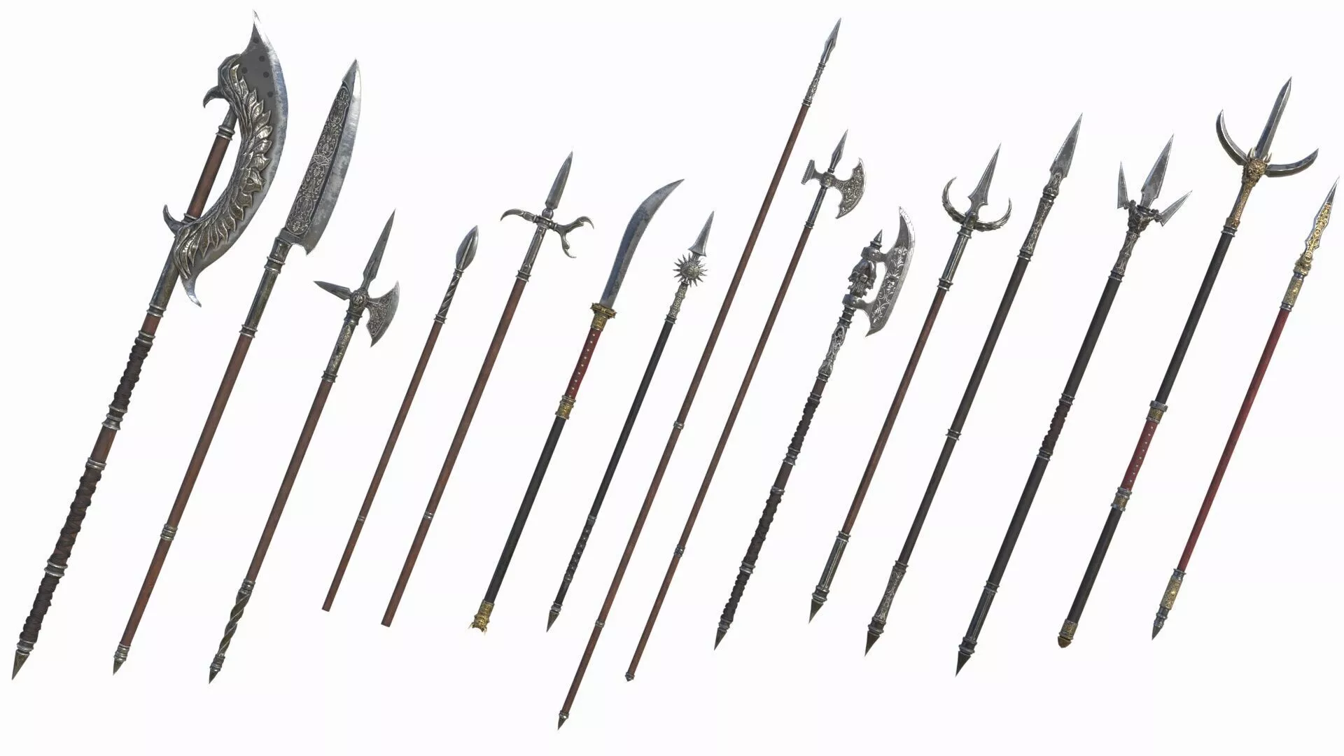 Fantasy Spear RPG Bardiche Glaive Halberd Low-poly 3D model