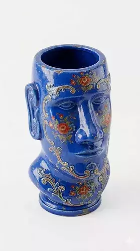 Moai Head Vase Holder 3D Model