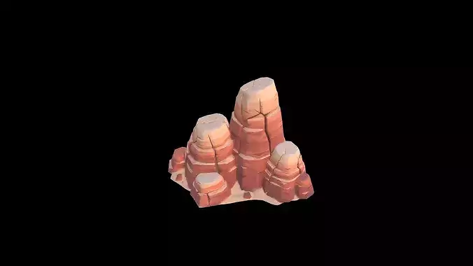 Low Poly Stylized Fractured Desert Rock