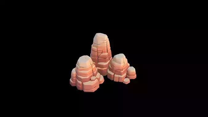 Low Poly Stylized Arid Pillar Cluster