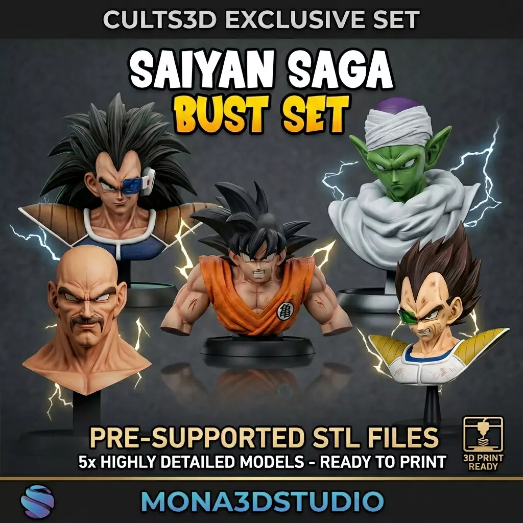 Dragon Ball Z Busts - Set of 5 Characters - Presupported STL 3D print model