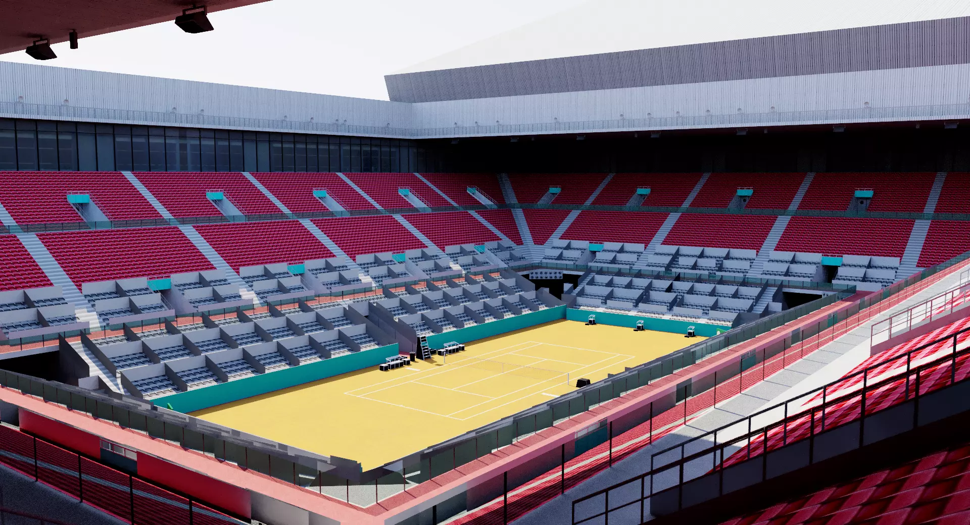 Caja Magica - Madrid Tennis court Low-poly 3D model_0
