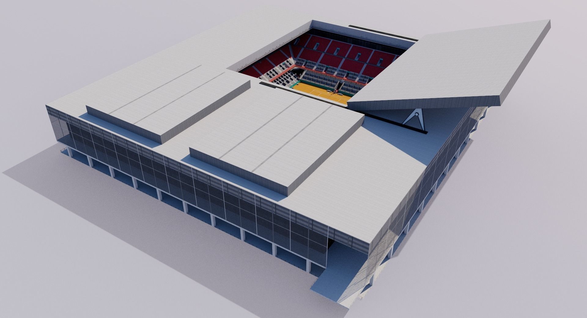 Caja Magica - Madrid Tennis court Low-poly 3D model_1