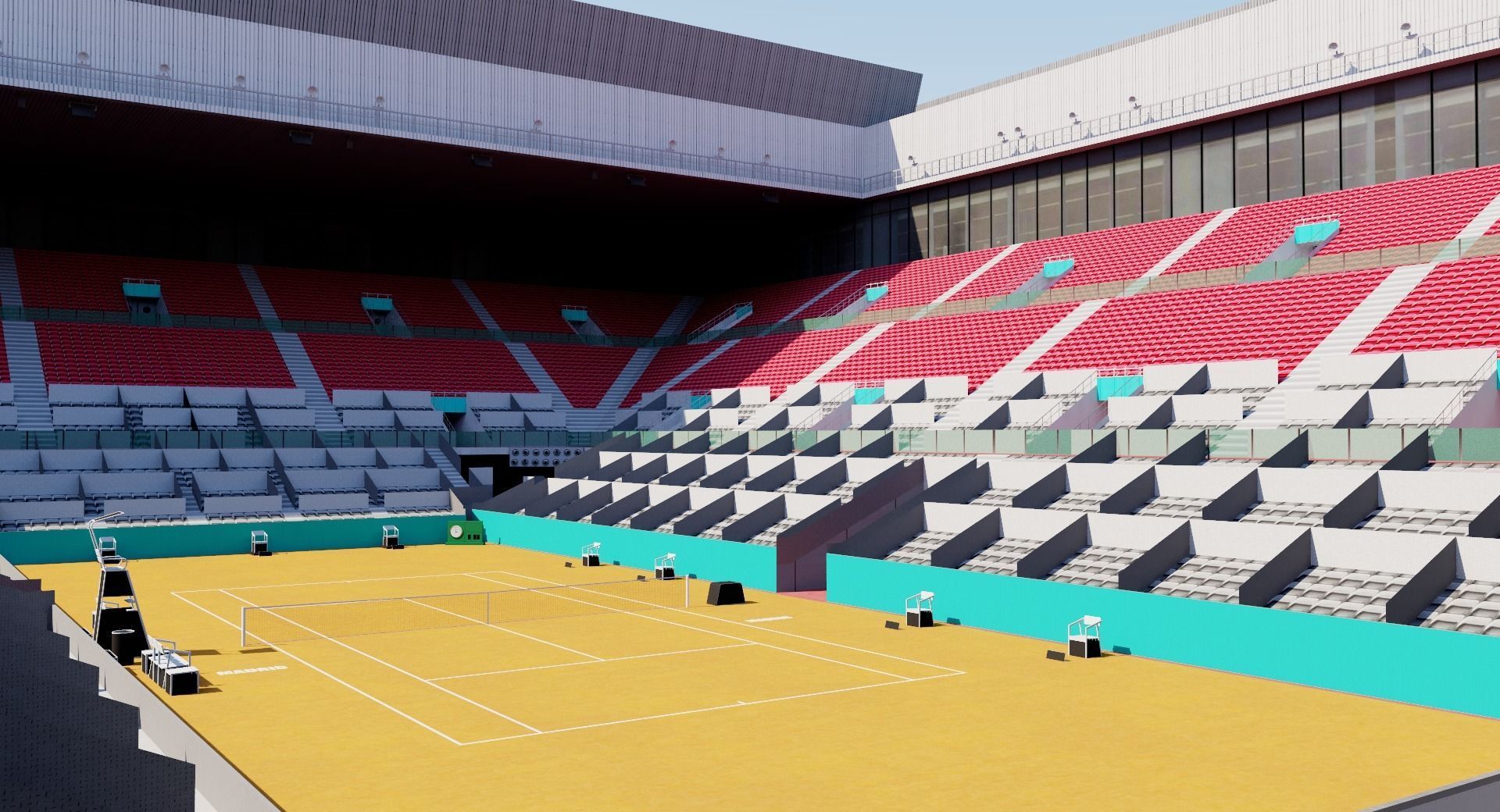 Caja Magica - Madrid Tennis court Low-poly 3D model_2