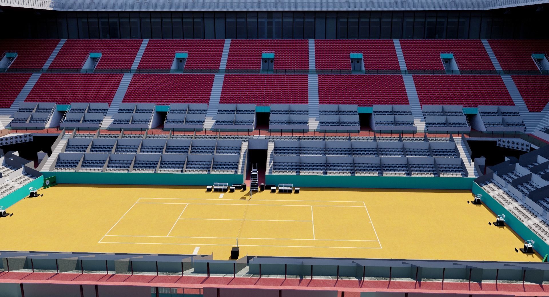Caja Magica - Madrid Tennis court Low-poly 3D model_3