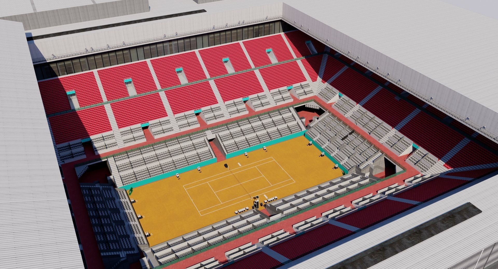 Caja Magica - Madrid Tennis court Low-poly 3D model_5
